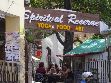 Foreigners in an eatery in Rishikesh